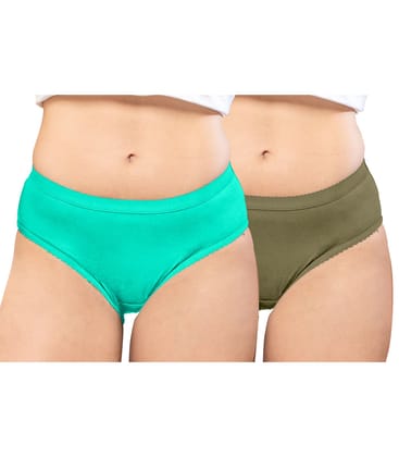 NRG Womens Cotton Assorted Colour Panties ( Pack of 2 Mint Green - Light Green ) L04 Hipster