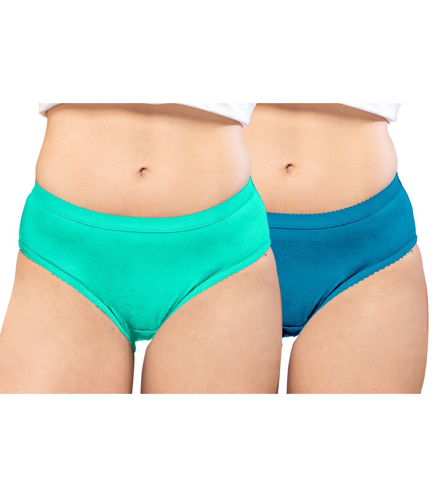 NRG Womens Cotton Assorted Colour Panties ( Pack of 2 Mint Green - Turquoise ) L04 Hipster