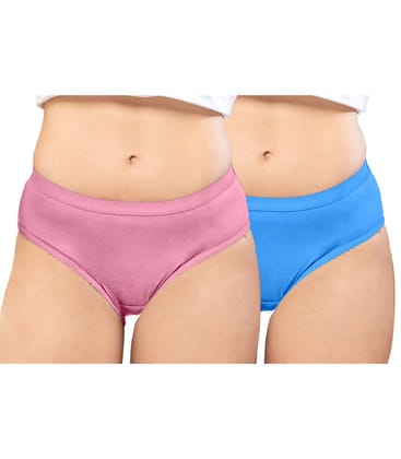 NRG Womens Cotton Assorted Colour Panties ( Pack of 2 Pastol Pink - Light Blue ) L04 Hipster