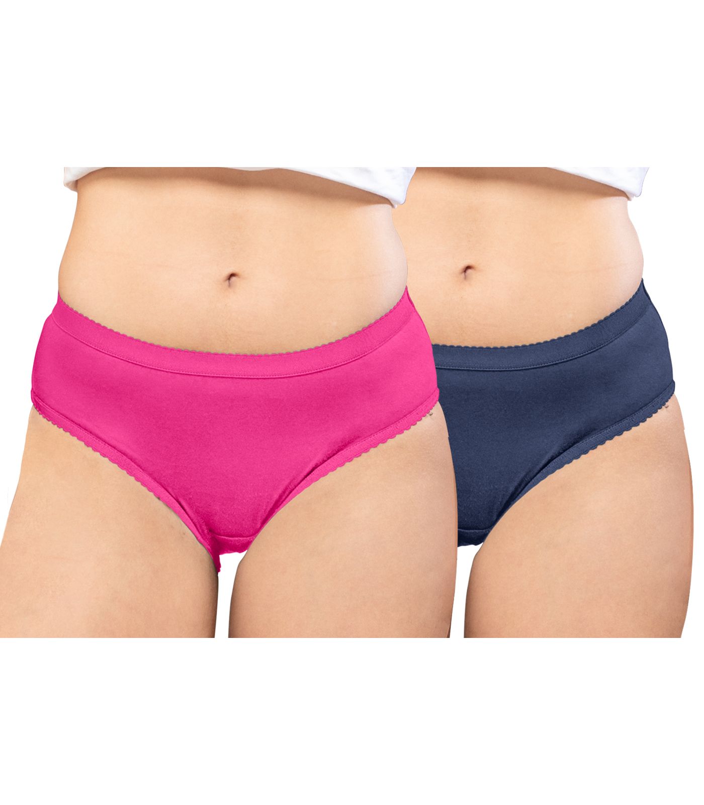 NRG Womens Cotton Assorted Colour Panties ( Pack of 2 Pink - Navy Blue ) L04 Hipster