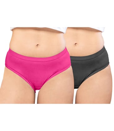 NRG Womens Cotton Assorted Colour Panties ( Pack of 2 Pink - Coffee Brown ) L04 Hipster