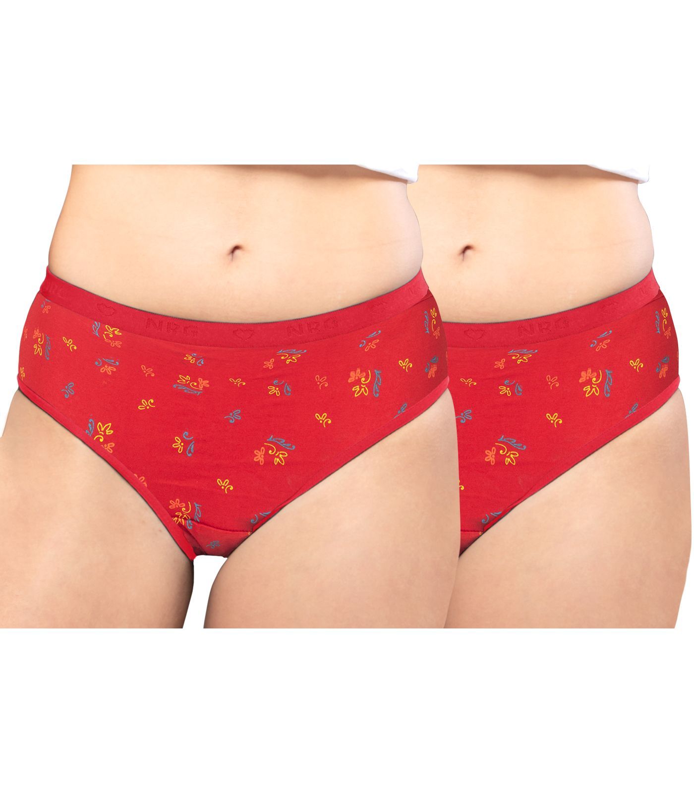 NRG Womens Cotton Assorted Colour Panties ( Pack of 2 Red - Red ) L05 Hipster