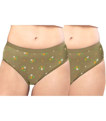 NRG Womens Cotton Assorted Colour Panties ( Pack of 2 Light Green - Light Green ) L05 Hipster