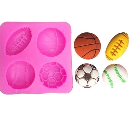Skytail 4 Cavities Ball Football/Soccer Basketball Baseball/Tennis Fondant Mould