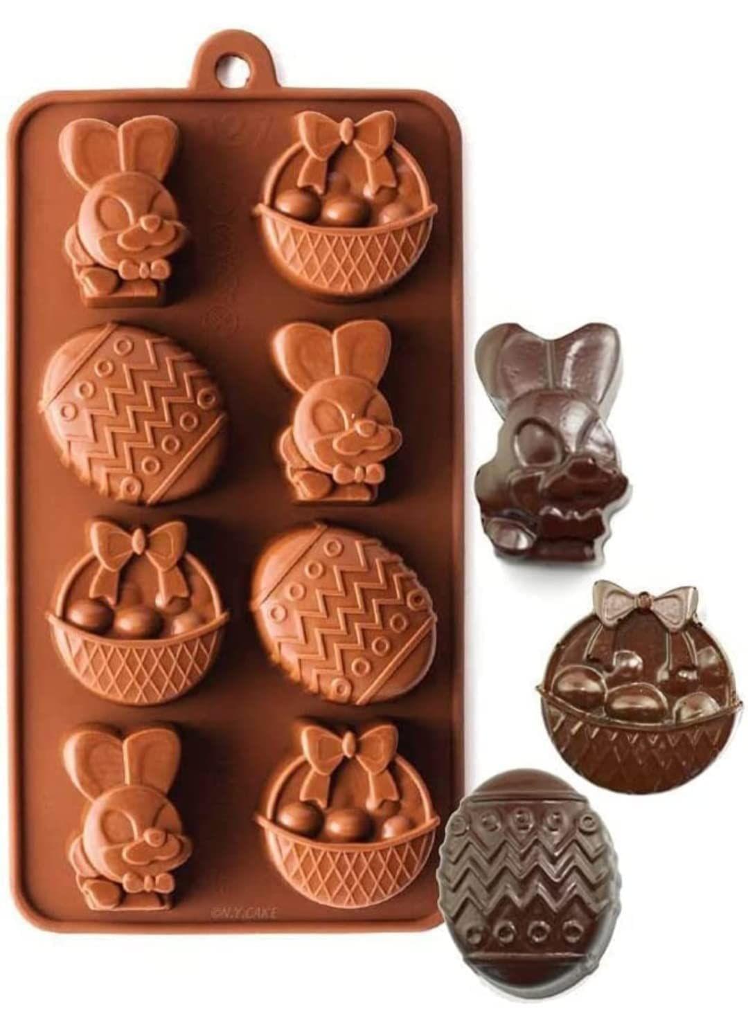 Skytail 8 Cavities/Slot Silicone Easter Egg, Bunny and Gifting Basket Chocolate Mould