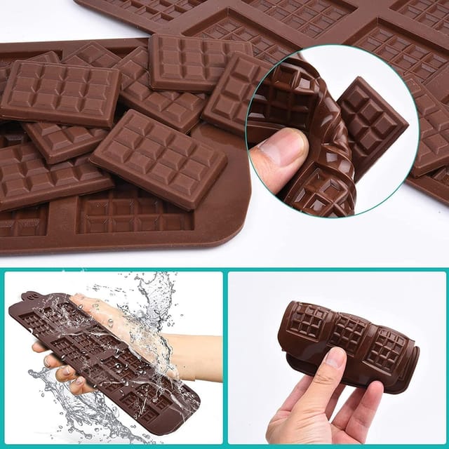 Waffle Silicone Chocolate Mold Mini Waffle Break Apart Chocolate Mold  1pc-12 Cavities Non-Stick Candy Baking Mold Protein & Energy Bar Molds