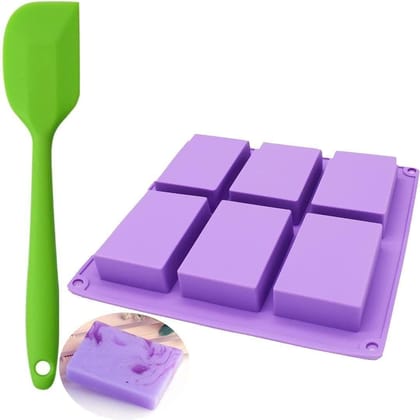 Skytail 6 Slot Silicone Rectangle Soap Mold with Spatula