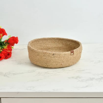 Jute Tiny Round Basket, Beige, Medium, 10x3 inches