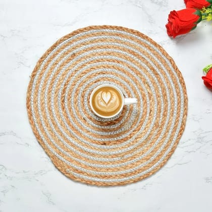 Jute Lurex Placemat | Silver | 12 inches | Pack of 6