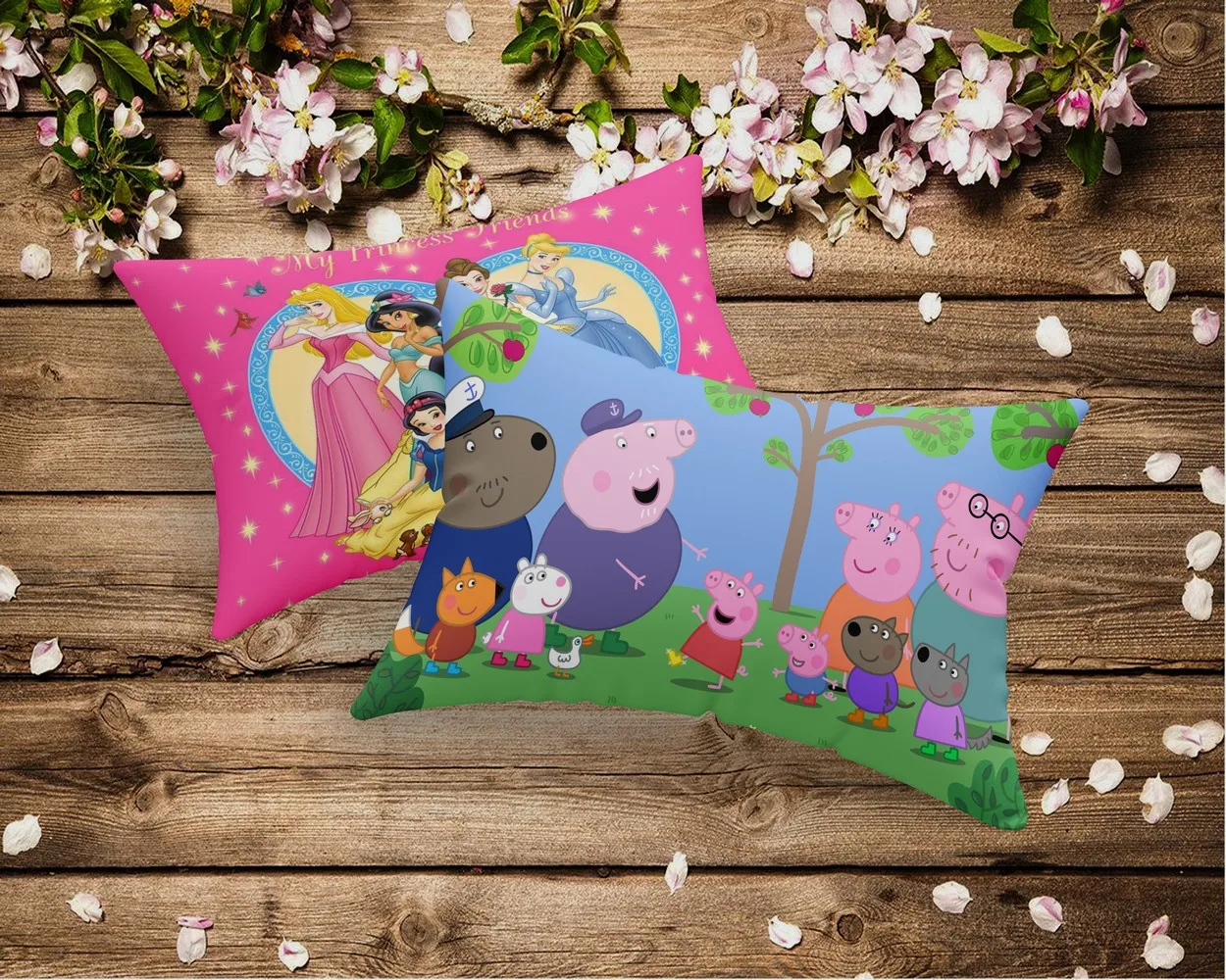 Kids Pillow Peppa Family, Princess heart | Set of 2