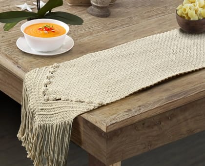 Dining Table Runner | Macrame | White | 14x80 | Design 3