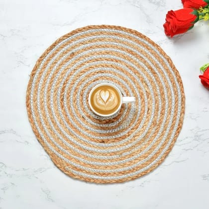 Jute Lurex Placemat | Silver | 35x35 | Pack of 4