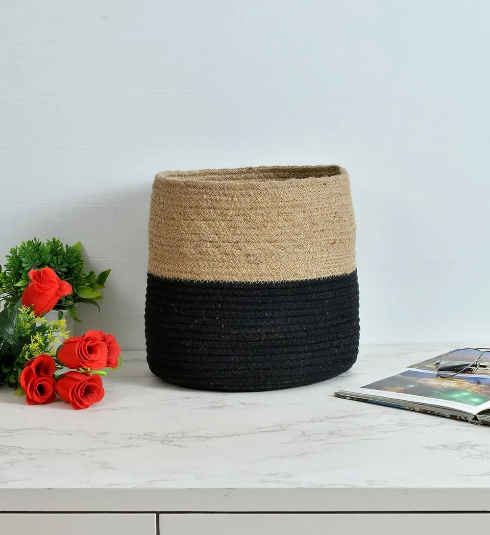 Jute Basket | Black Bottom | 14 Inches