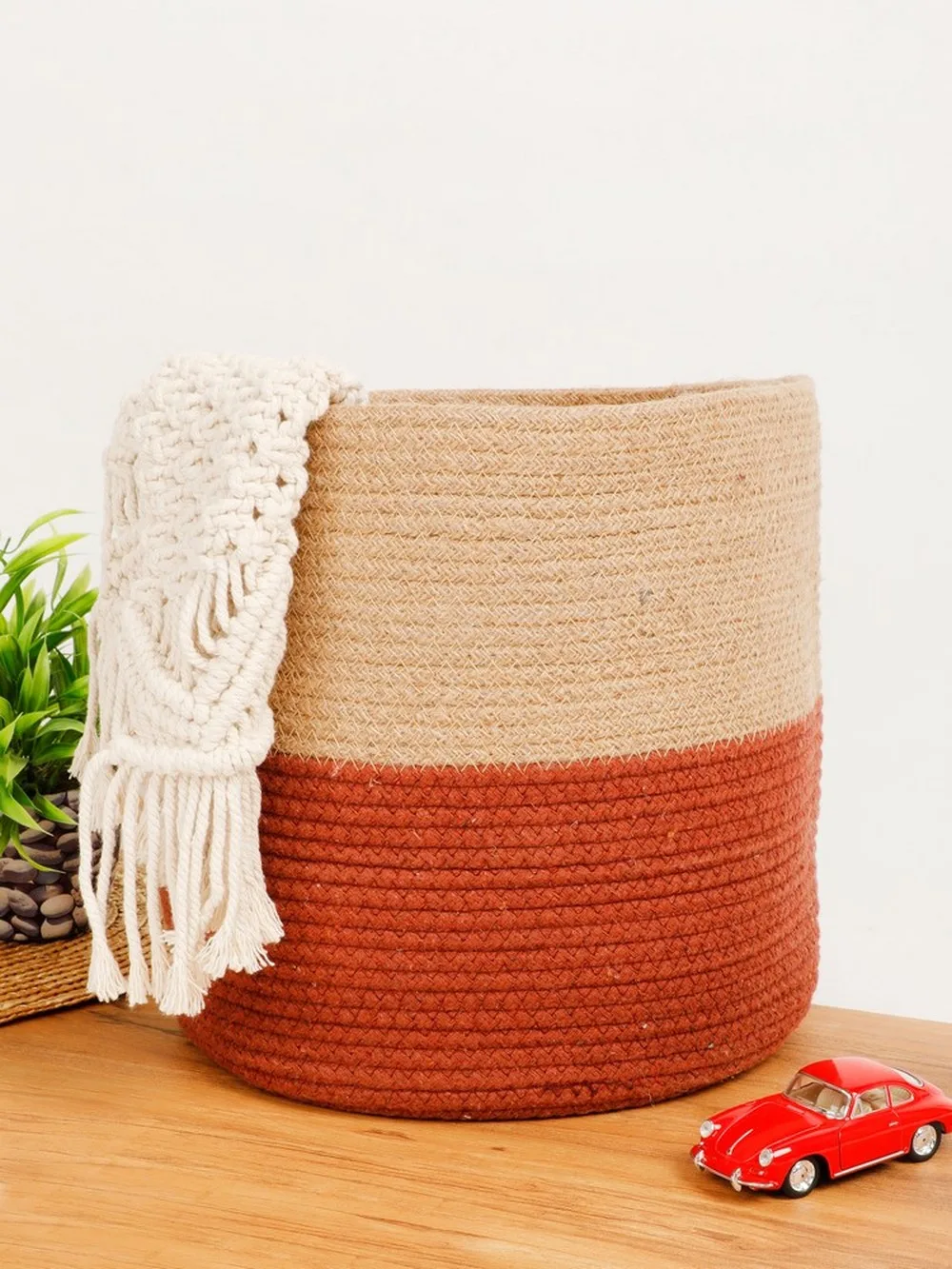 Jute Basket | Orange Base | 8 inch