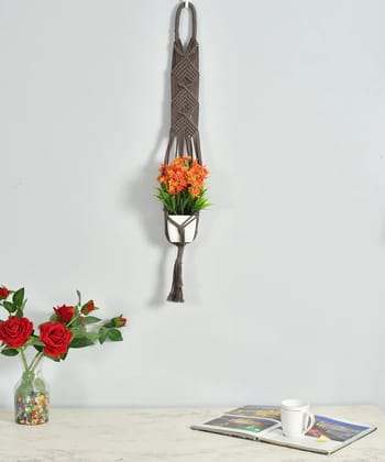 Macrame Plant Hanger, Dots, Grey