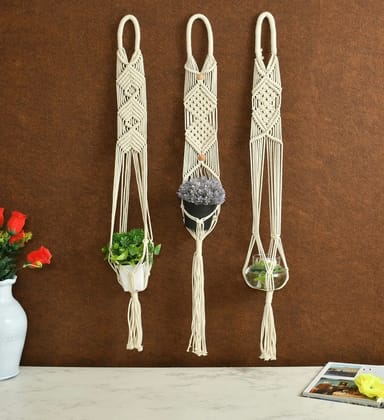 Macrame Plant Hanger, Criss Cross, Dots, Diamond Knots, Set of 3 Designs