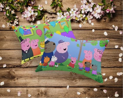 Pig Family Pillow, Pig Birthday Cover, 18x12 Inches, Set of 2