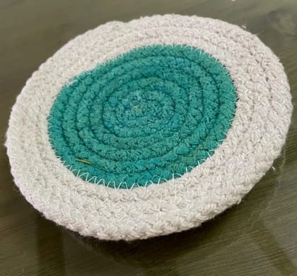 Cotton Tea Coaster | Green | 4 inch | Pack of 6