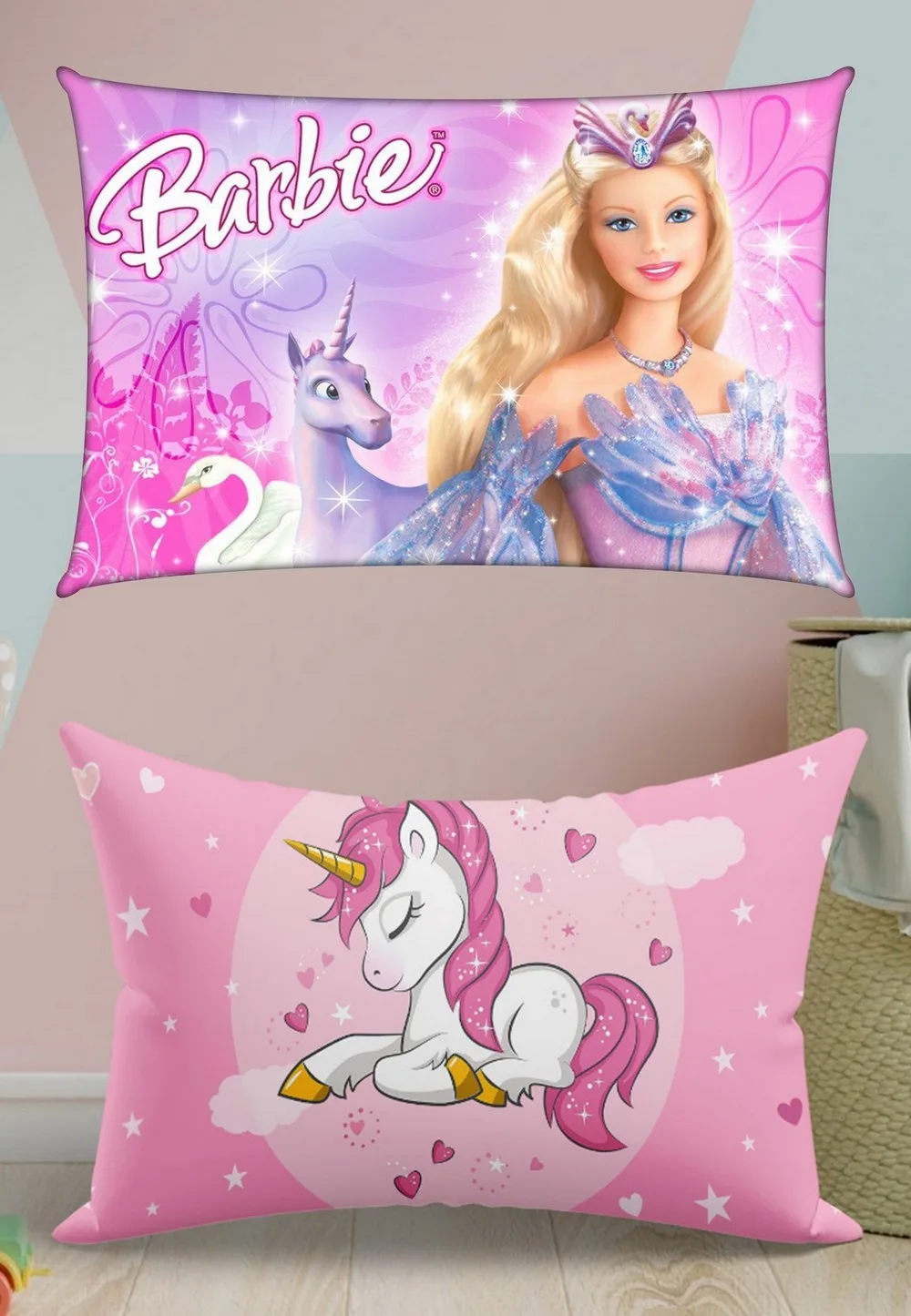 Unicorn Pillow Barbie Cover 18x12 Inches Set of 2