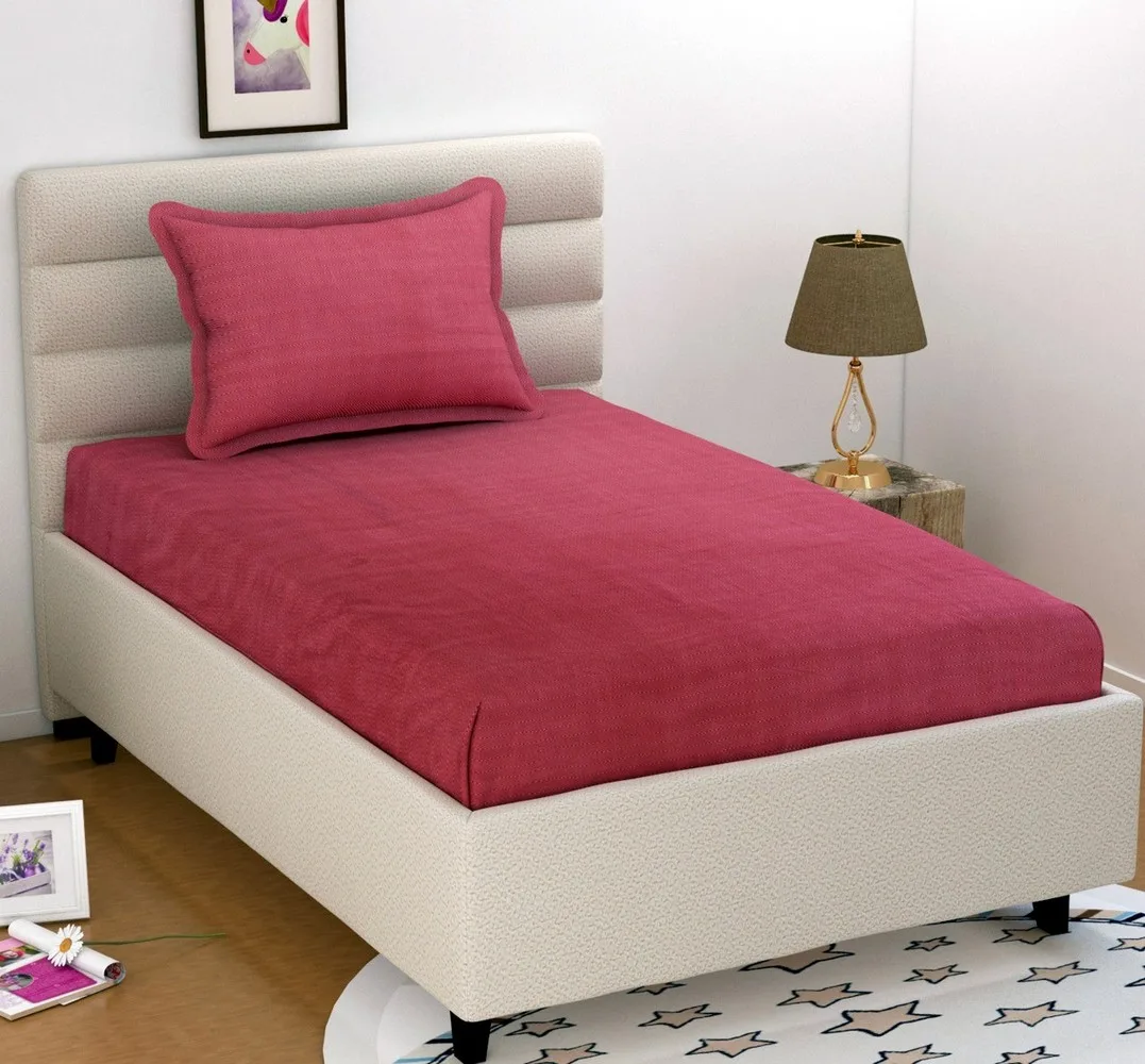 Plain single bed bedsheet, 60x90, maroon red