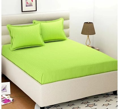 Striped bed sheet, Glace cotton, 90x100, green