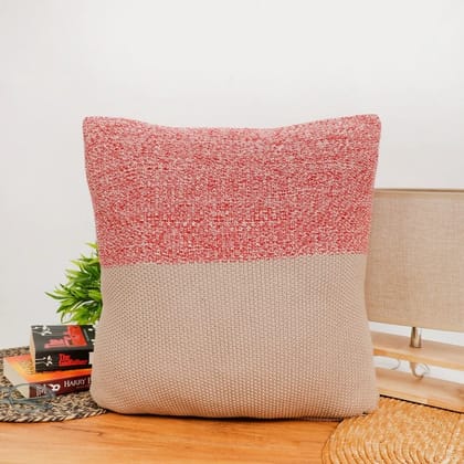 Cotton knitted cushion cover abstract, 16x16, dual color, pink brown