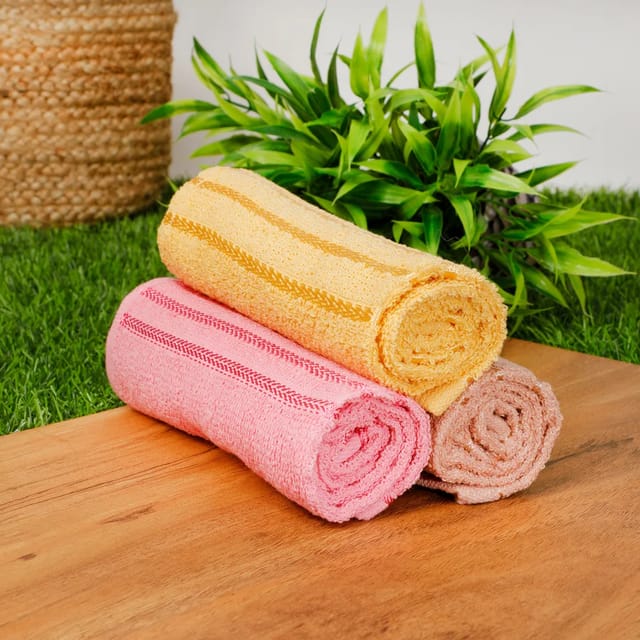 Cotton hand towel side lines triple, 20x13.5, assorted, pack of 6