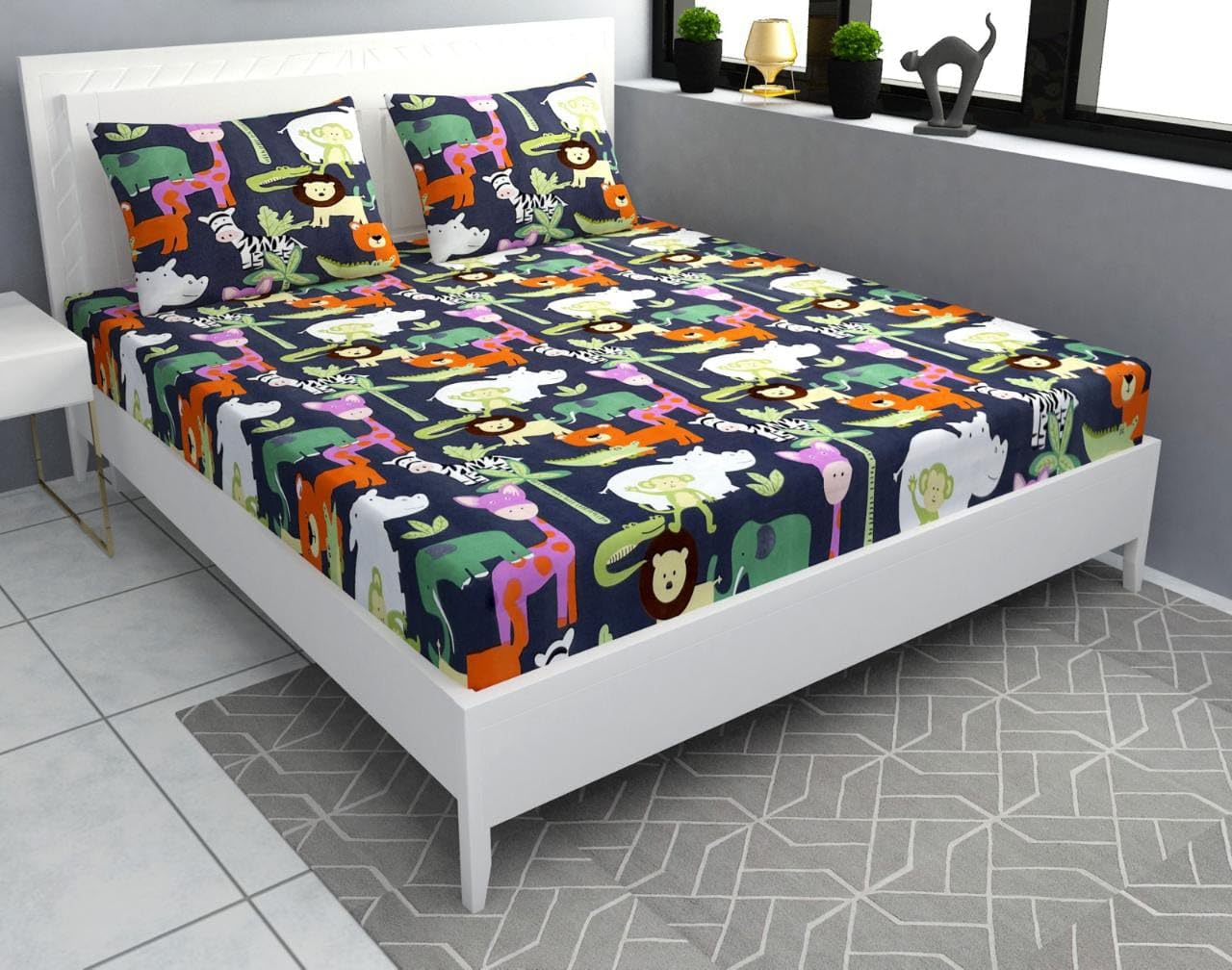 TRUE PAISA Kidzee Fitted Bedsheet for Double Bed