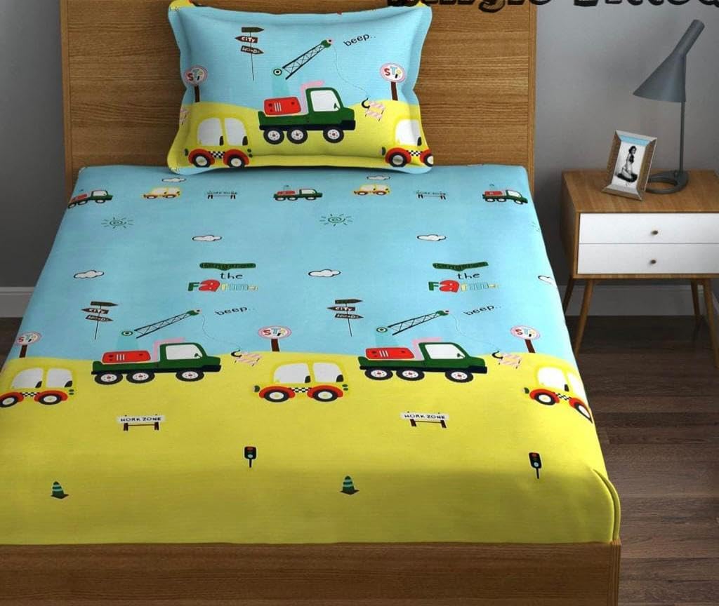 TRUE PAISA Single Bed Fitted Bedsheet with 1 Pillow Cover