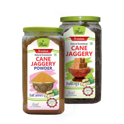 Bebe Jaggery & Jaggery Powder Best Fresh & Natural Healthy Whole Organic (Pack of 750gX 2 Pcs)