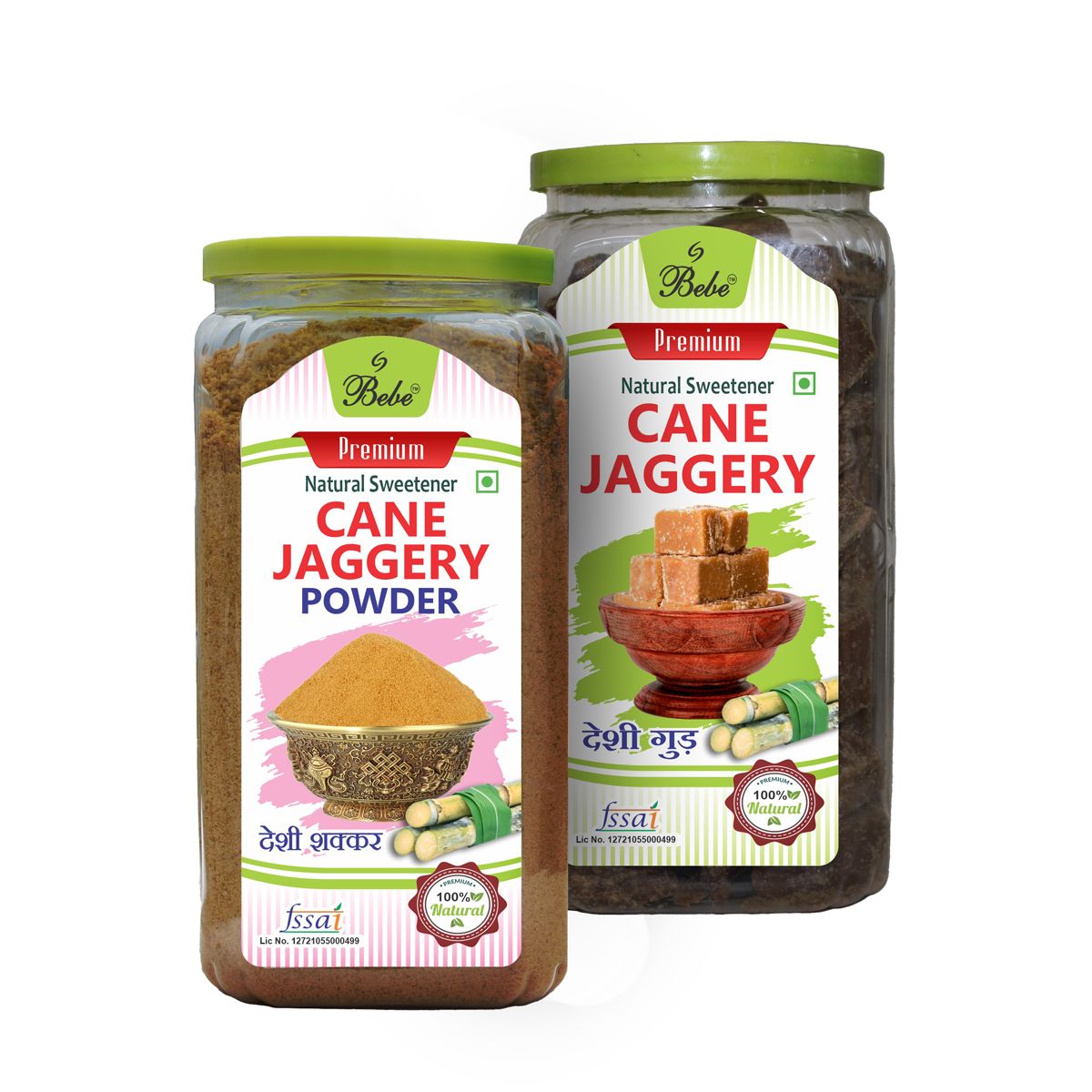 Bebe Jaggery & Jaggery Powder Best Fresh & Natural Healthy Whole Organic (Pack of 750gX 2 Pcs)