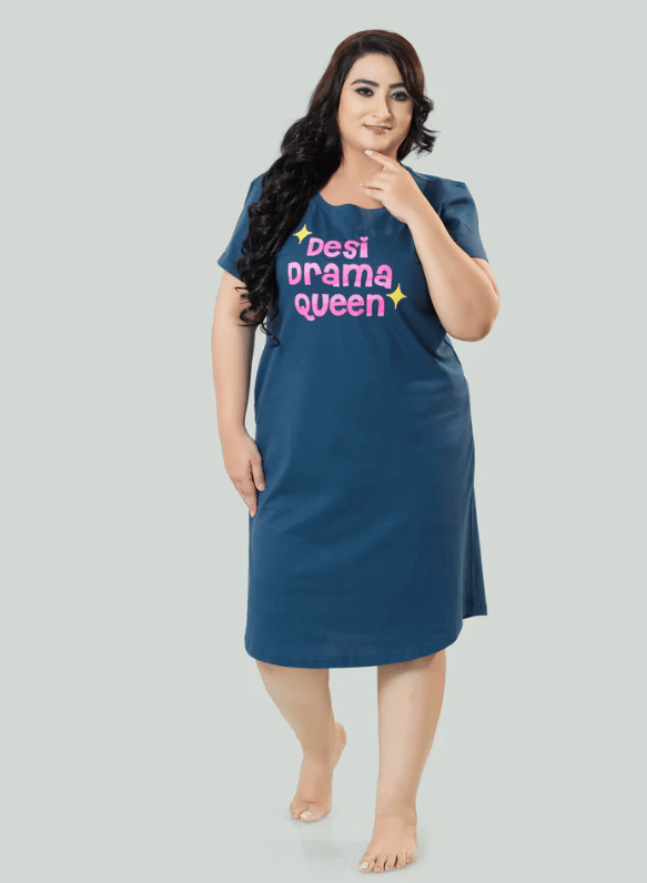 HOSIERY COTTON SHORT NIGHTY PLUS SIZE SPACE BLUE