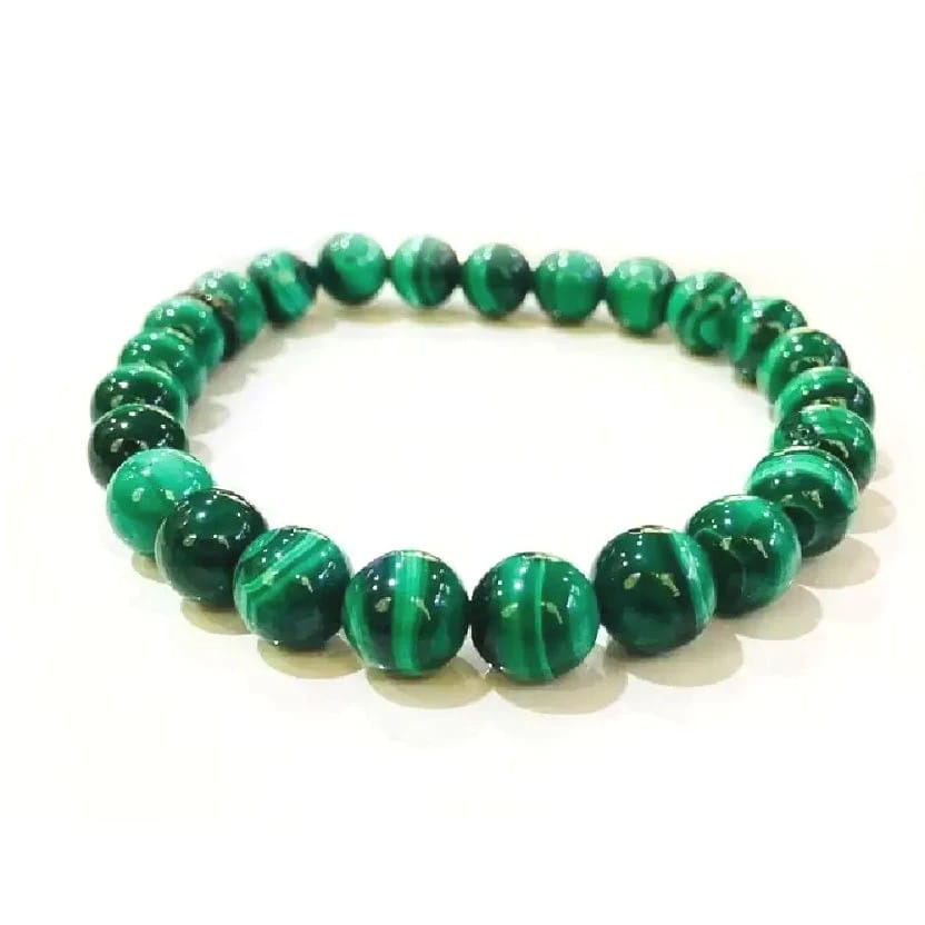 Ekdant Malachite Bracelet Natural Crystal Healing Bracelet Gemstone Jewellery Beaded Stone Bracelet for Men & Women, Bead Size 8 mm