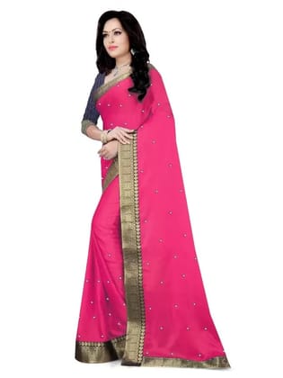 Embroidered Bollywood Chiffon Saree (Pink)