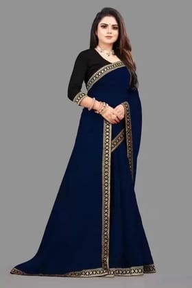 Solid/Plain Bollywood Georgette Saree (Blue)