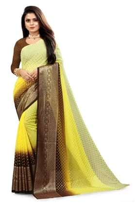 Printed Bollywood Georgette Saree (Yellow)