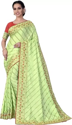 Embroidered Bollywood Silk Blend Saree (Light Green)