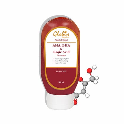 Globus Remedies AHA BHA & Kojic Acid Face Wash, For Skin Brightening, 100 ml