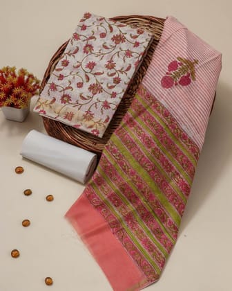 Floral Jaal Print Maheshwari Silk Suit Set (MSL175)