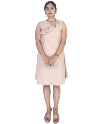 Women's Sleeveless Lycra Dress Beige Color