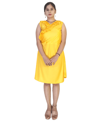 Women's Sleeveless Lycra Dress Yellow Color
