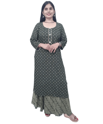 Women Green Kurta and Skirt Set Viscose Rayon