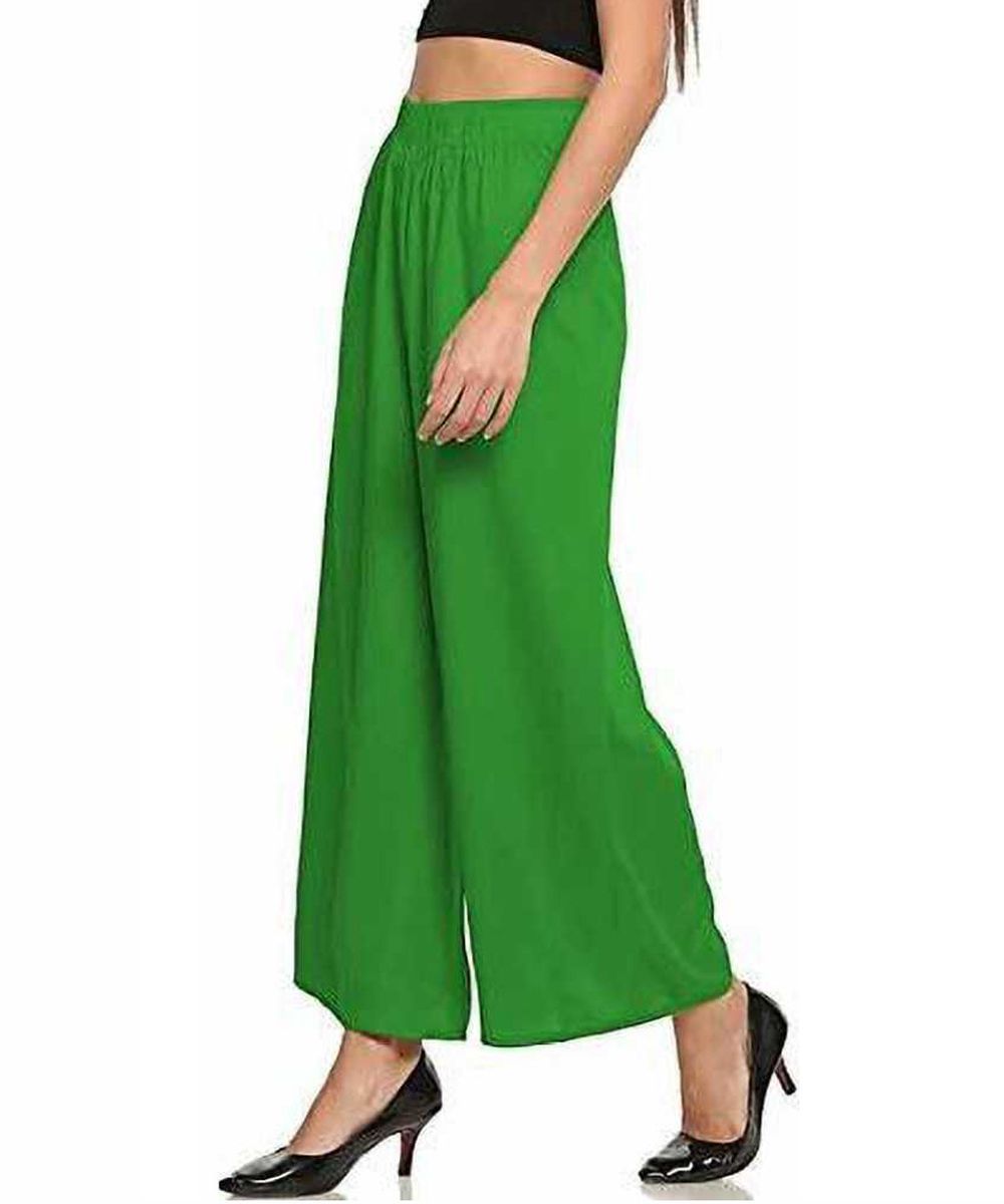 Regular Fit Women Green Rayon Plazzo