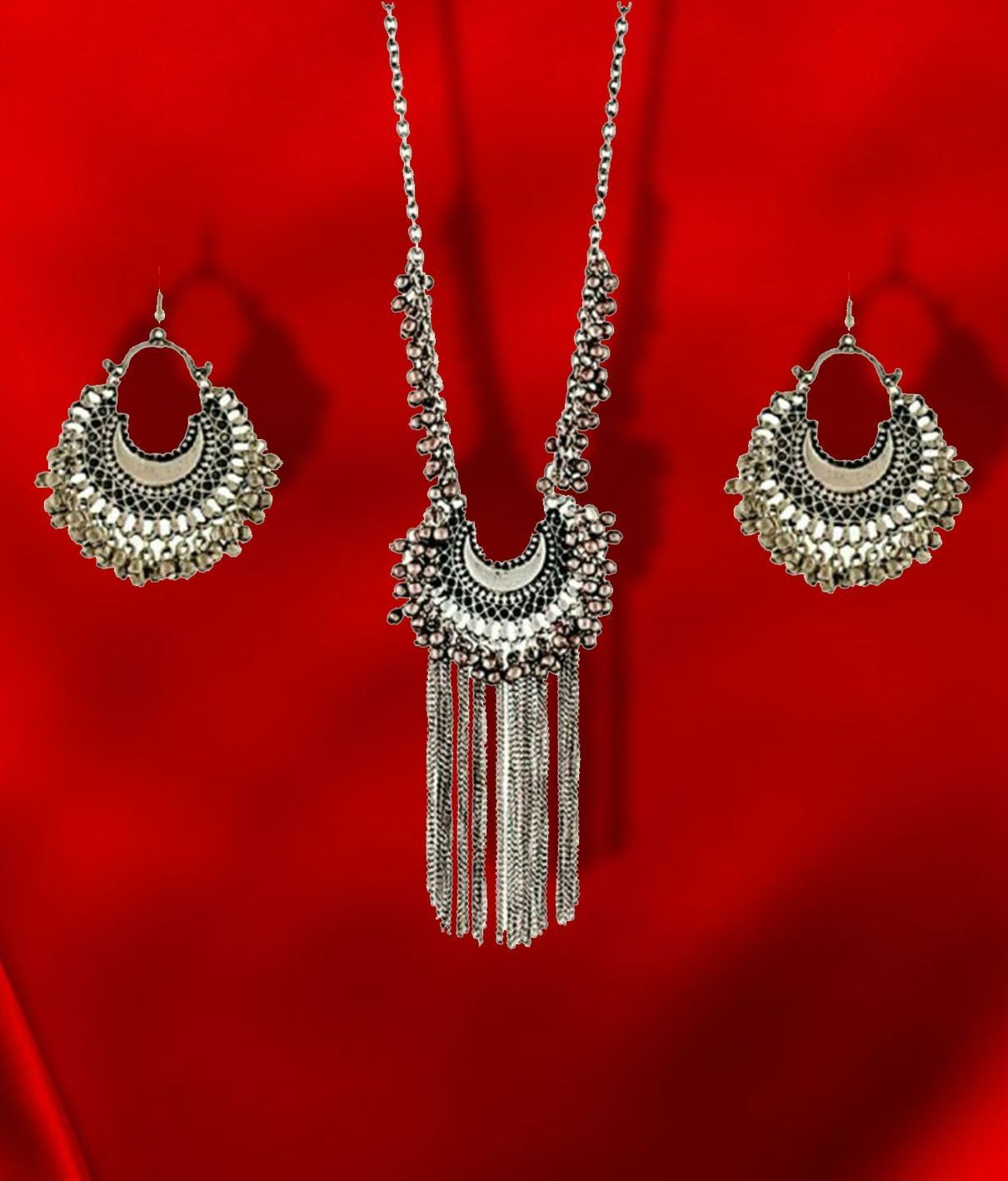 Pujvi Fashions Oxidised Long Necklace set