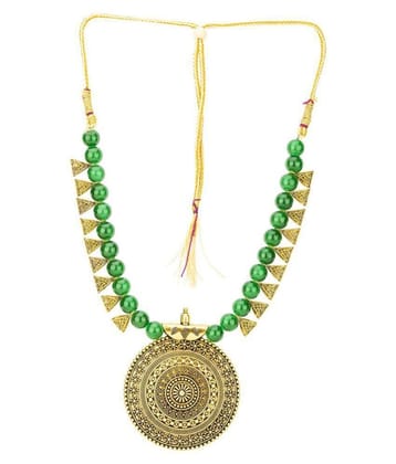 Pujvi Fashions Green Round Traditional Necklace set