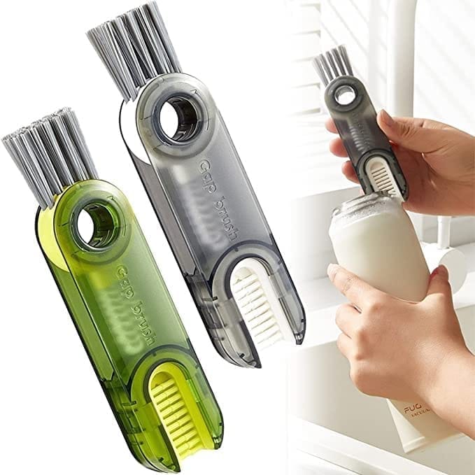 Kunya 3 in 1 Multifunctional Cleaning Brush | Tiny Bottle Cup Lid Detail Brush Straw Cleaner Tools Multi-Functional Crevice Cleaning Brush