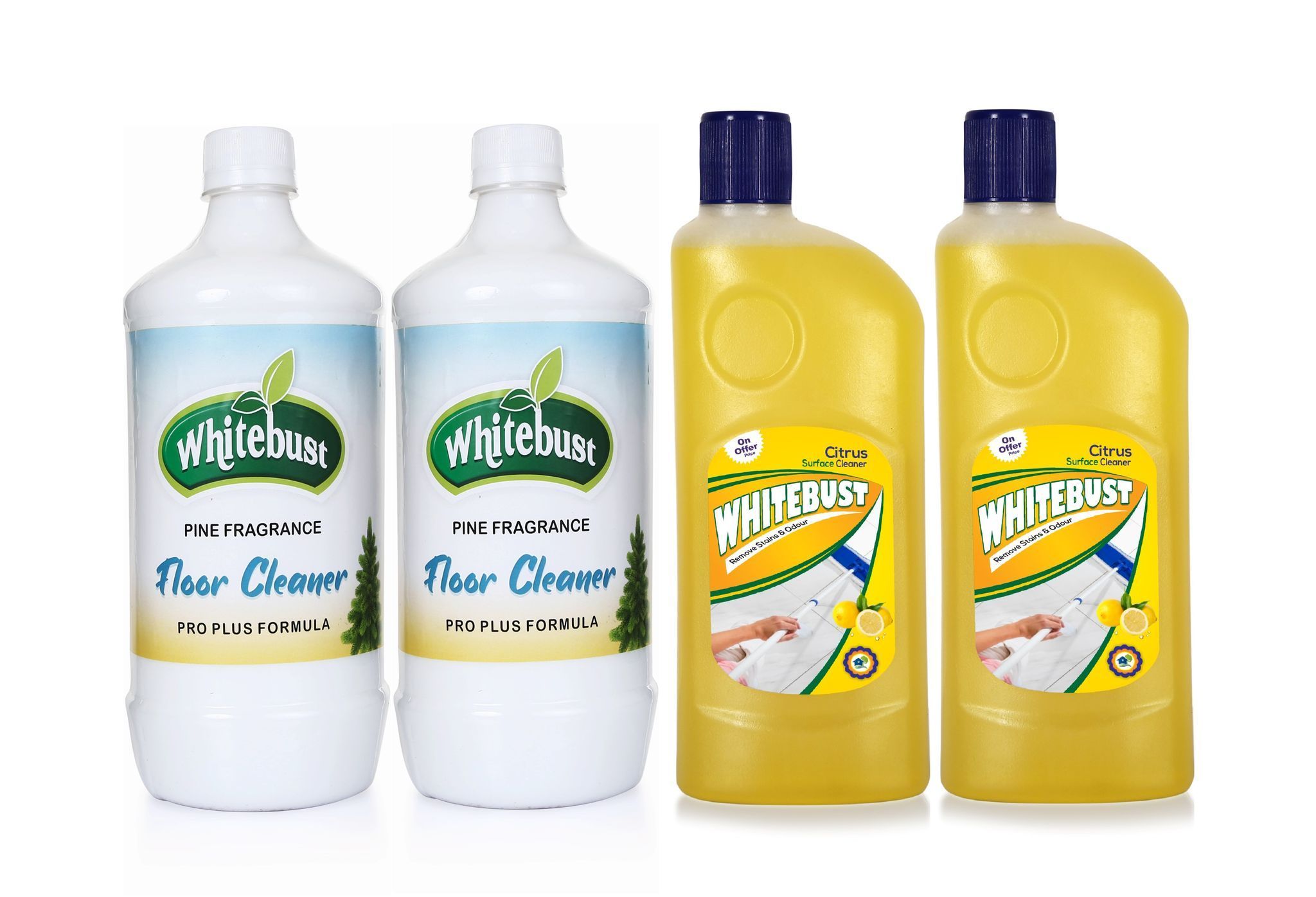 Whitebust Floor Cleaner Pine Phenyl (1ltrx2) & Citrus(500mlx2) floor cleaner Pack of 4