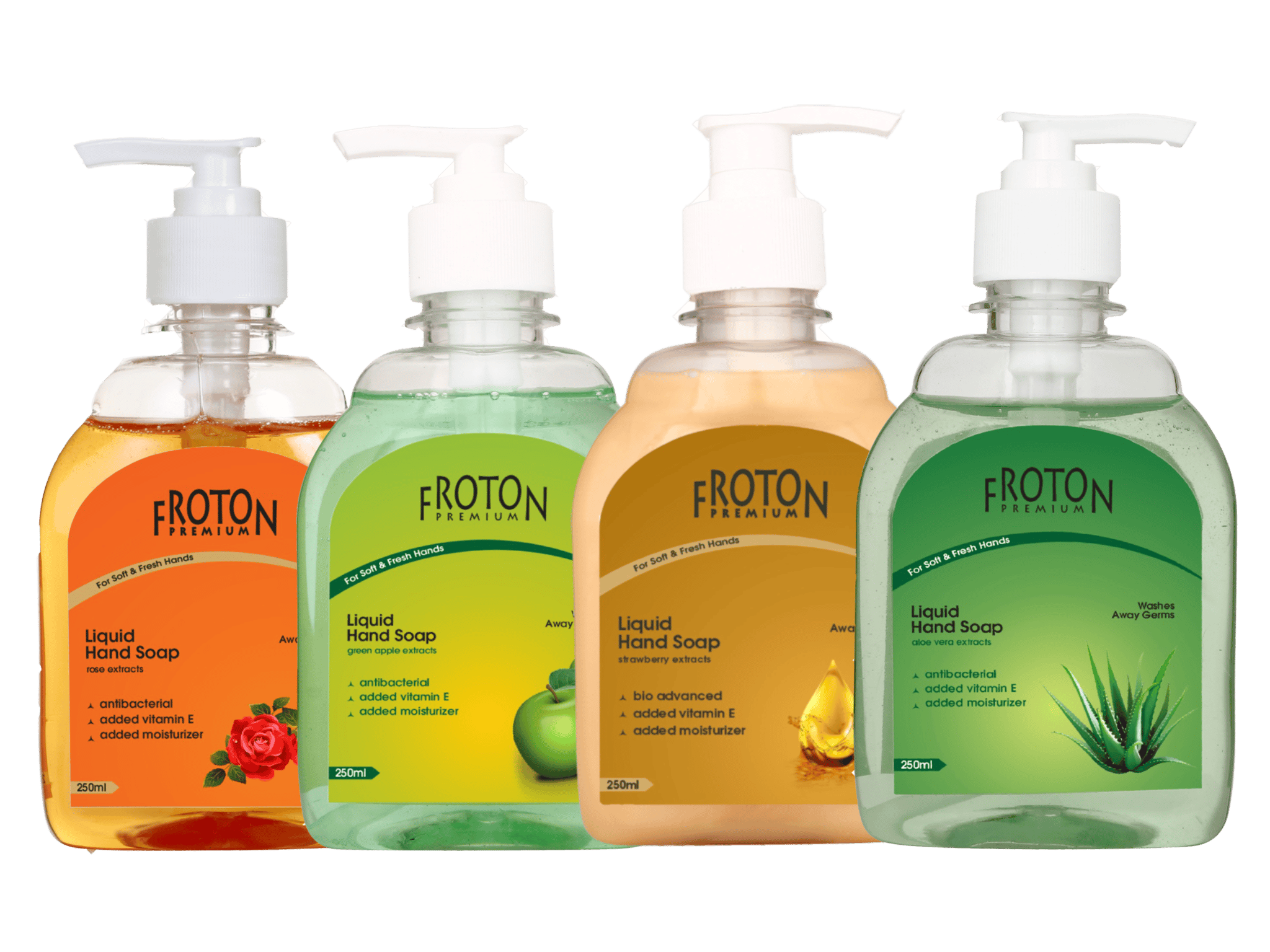 Froton Handwash Gold ,Aloevera,Rose,Green Apple 250ml Pack of 4