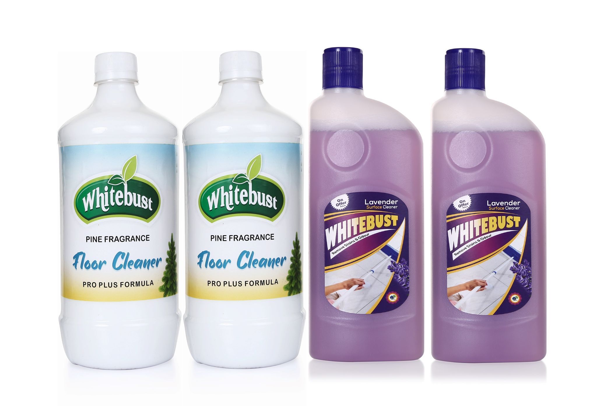 Whitebust Floor Cleaner Pine Phenyl (1ltrx2) & Lavender (500mlx2) floor cleaner Pack of 4