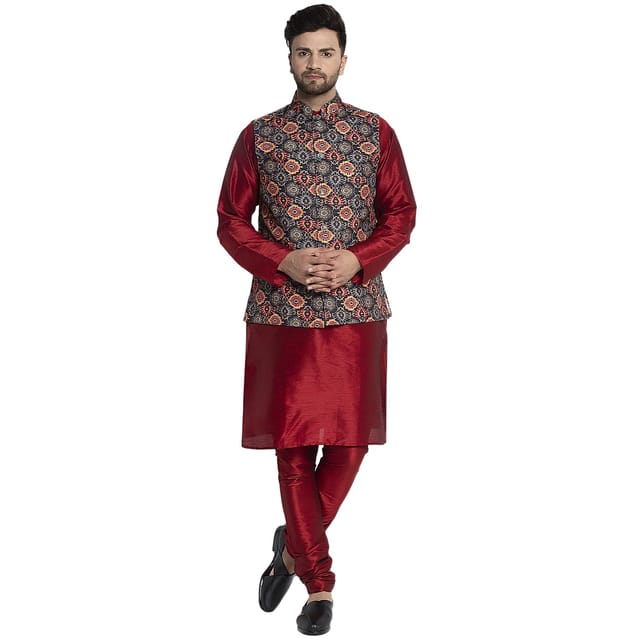 Buy Mens Festive Wedding Party Maroon Modi Jacket Set Online In India At  Discounted Prices